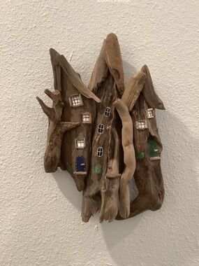 Driftwood Art, Polished Driftwood Houses, Driftwood Houses Wall Art